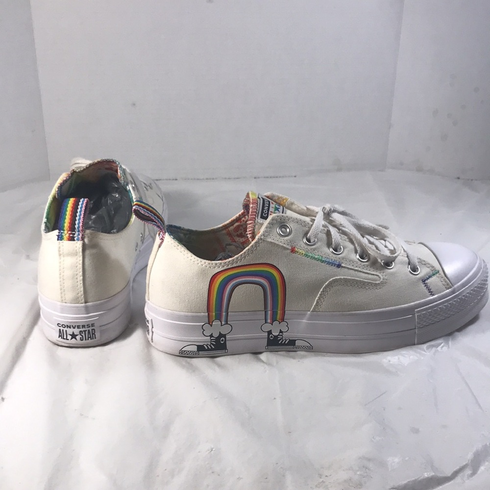 Converse Chuck Taylor All Star White Lift Platform Low Pride A02264C Unisex Shoe - Picture 5 of 9